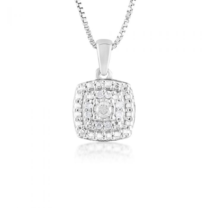 Sterling Silver Diamond  Pendant on 46cm Chain