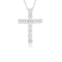 Load image into Gallery viewer, 1/4 Carat Diamond Cross Pendant in Sterling Silver on 46cm Chain
