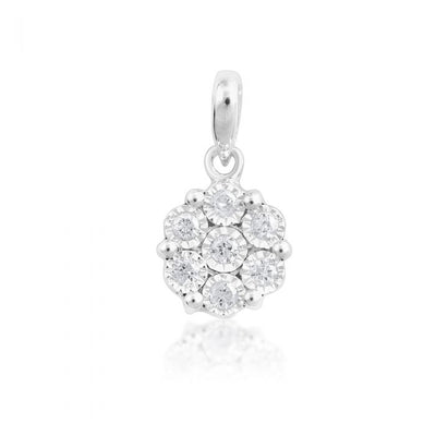 Sterling Silver Diamond  Pendant on 46cm Chain