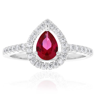 Sterling Silver Created Ruby and Zirconia Set Ring *Resize 1-2 Sizes Up*