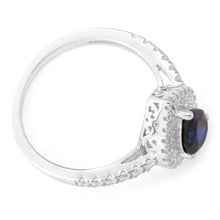 Load image into Gallery viewer, Sterling Silver Created Sapphire and Zirconia Set Ring *Resize 1-2 Sizes Up*