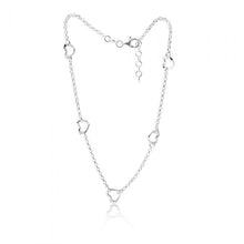 Load image into Gallery viewer, Sterling Silver Open Heart Charm Trace Link 25cm Anklet