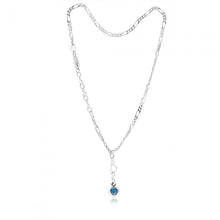 Load image into Gallery viewer, Sterling Silver Blue Heart Charm 25cm Figaro Anklet