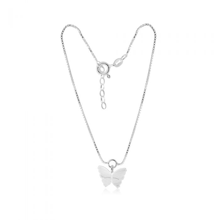 Sterling Silver Butterfly Charm 25cm Anklet