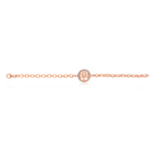 Load image into Gallery viewer, Sterling Silver Rose Plated 19cm Fancy Zirconia Disc on Belcher Bracelet