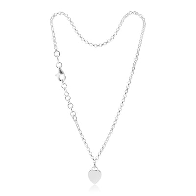 25cm Sterling Silver Heart Charm Trace Anklet