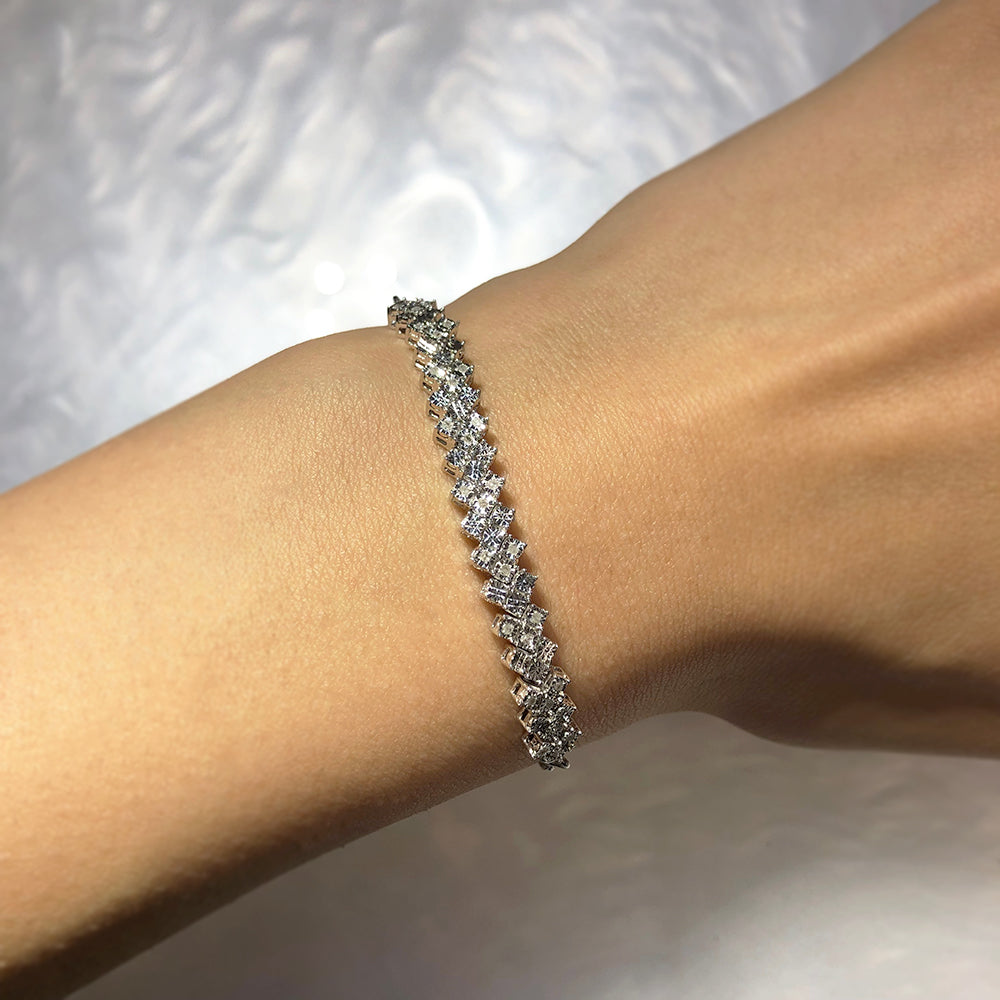 Silver Cubic Zirconia Halo Cluster Slider Bracelet - F14163 | F.Hinds  Jewellers