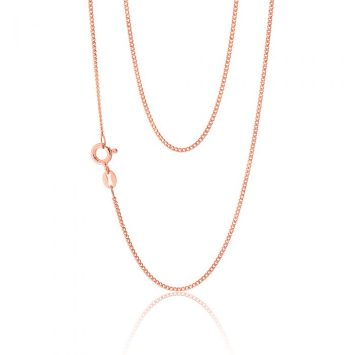 Sterling Silver Rose Plated 45cm Curb Dicut Chain
