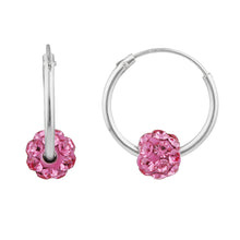 Load image into Gallery viewer, Sterling Silver Pink Crystal Slider on Hoops