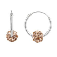 Load image into Gallery viewer, Sterling Silver Peach Crystal Slider on Hoops