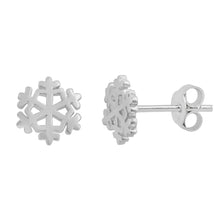 Load image into Gallery viewer, Sterling Silver Snowflake Stud Earrings