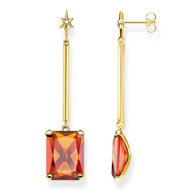 Thomas Sabo  TH2071CHY Sterling Silver and Gold Plated Magic Stones Cognac Drop Earrings