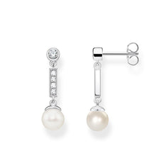 Load image into Gallery viewer, Sterling Silver Thomas Sabo Zirconia and Pearl Drop Earrings