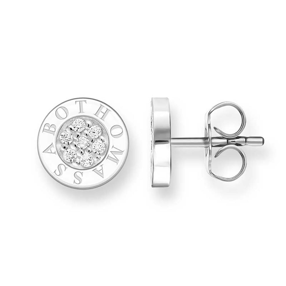 Sterling Silver Thomas Sabo Round White Pave Zirconia Stud Earrings