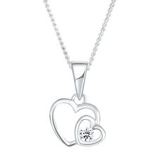 Load image into Gallery viewer, Sterling Silver Zirconia Double Heart Pendant