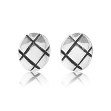 Load image into Gallery viewer, Sterling Silver Patterned Oval Stud Earrings