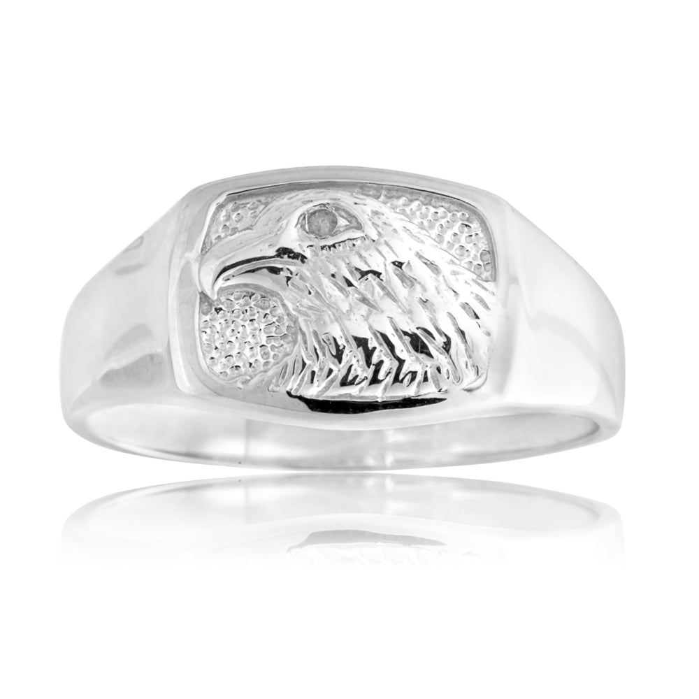 Sterling Silver Diamond Eagle Ring