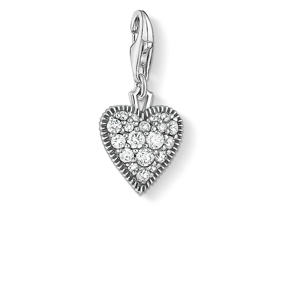 Sterling Silver Thomas Sabo Charm Club Oxidised Zirconia Heart