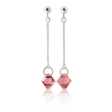 Load image into Gallery viewer, Sterling Silver Crystal Pink Bead Drop Earrings