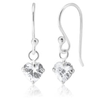 Load image into Gallery viewer, Sterling Silver Heart Drop Hook Earrings