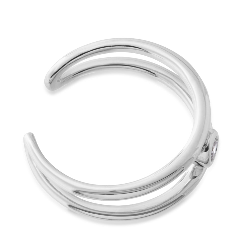 Sterling Silver Toe Ring Solitaire Zirconia