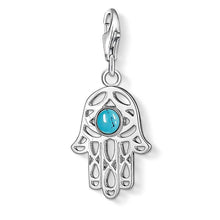 Load image into Gallery viewer, Sterling Silver Thomas Sabo Charm Club Hand of Fatima Turquoise
