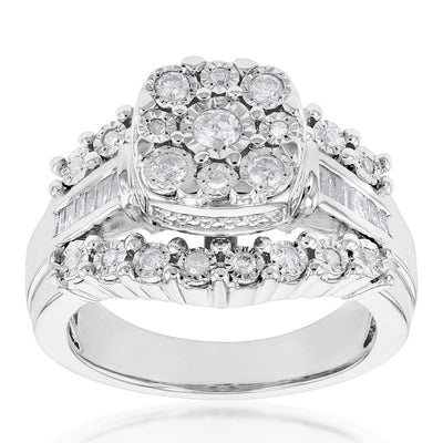 1/2 Carat Diamond Dress Ring with 37 Diamonds in Sterling Silver