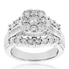 Load image into Gallery viewer, 1/2 Carat Diamond Dress Ring with 37 Diamonds in Sterling Silver