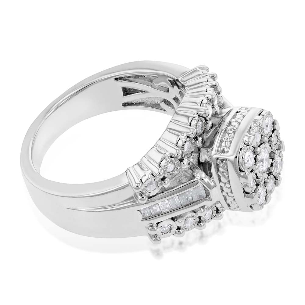 1/2 Carat Diamond Dress Ring with 37 Diamonds in Sterling Silver