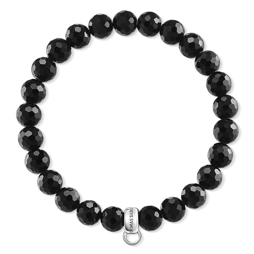 Sterling Silver Thomas Sabo Charm Club Black Obsidian Bracelet 15.5cm