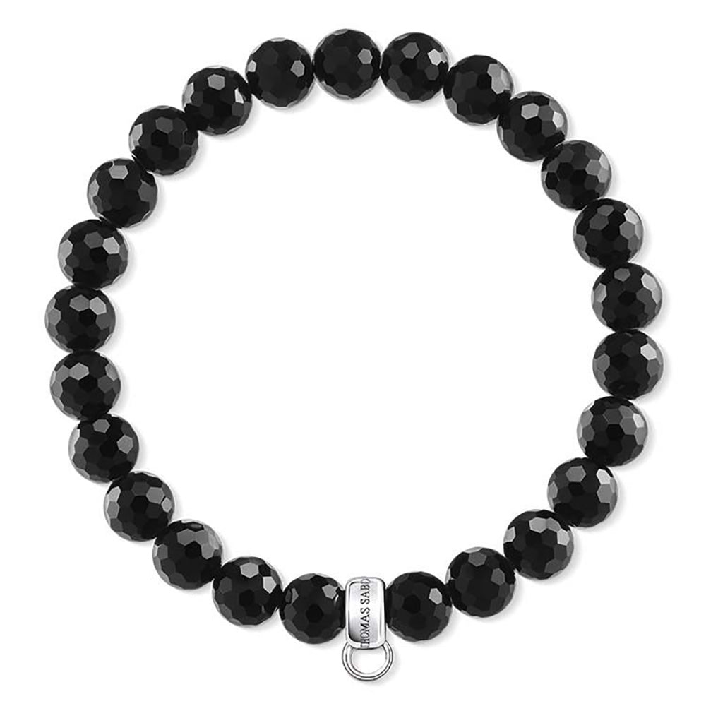 Sterling Silver Thomas Sabo Charm Club Black Obsidian Bracelet 16.5cm