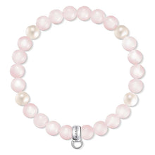 Load image into Gallery viewer, Sterling Silver Thomas Sabo Charm CLub Rose Quartz Pearl Bracelet 16.5cm