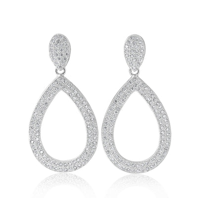 Sterling Silver 1x Diamond and Zirconia Stud Drop Double Row Earrings