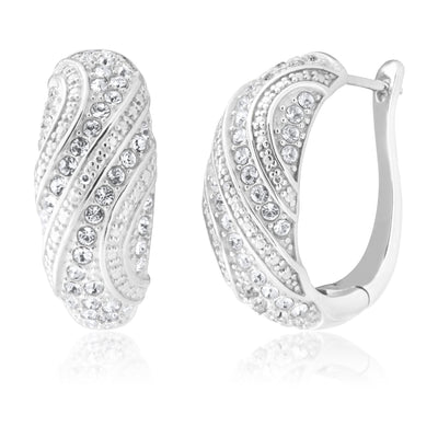 Sterling Silver 1x Diamond and Zirconia Fancy Hoop Earrings