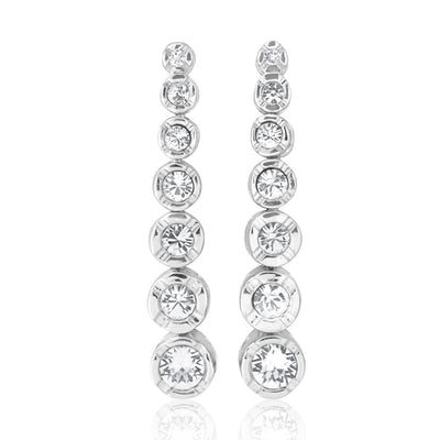 Sterling Silver 1x Diamond and Zirconia Graduated Drop Earrings