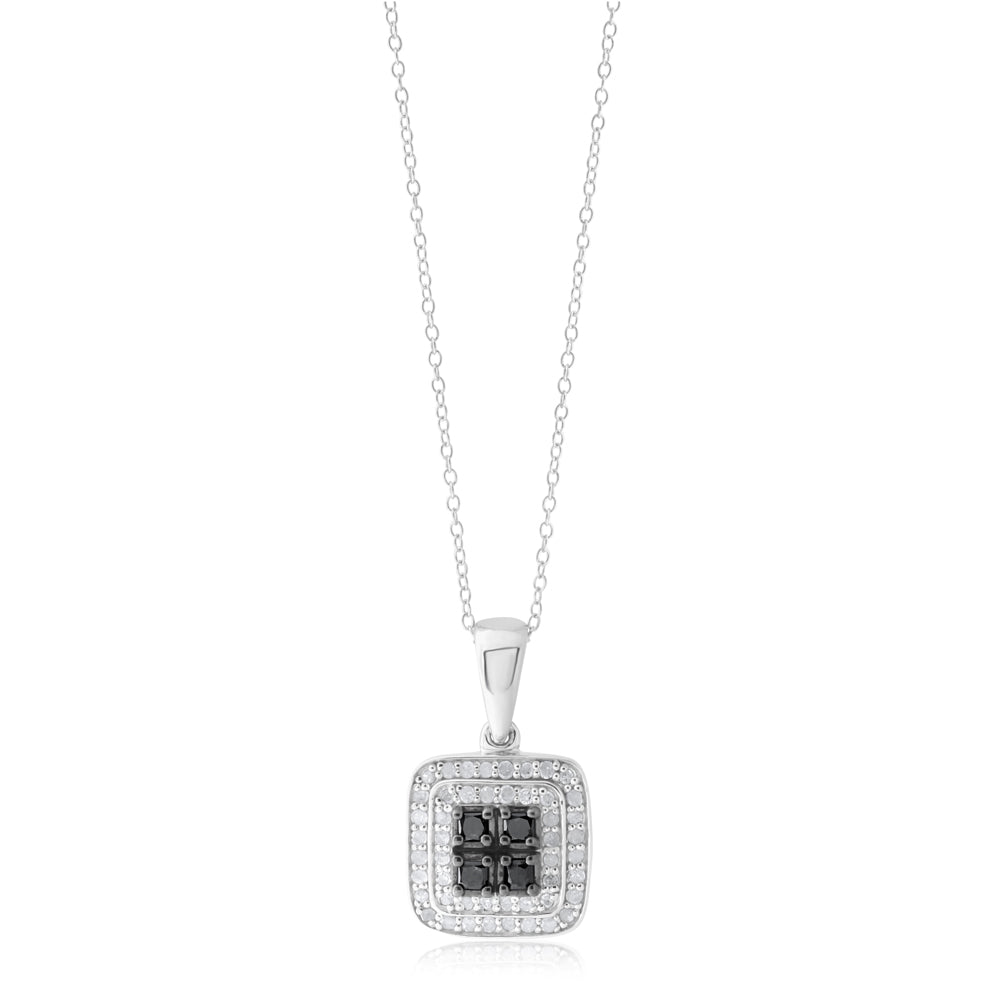 Silver 1/3 Carat Black Diamond Pendant