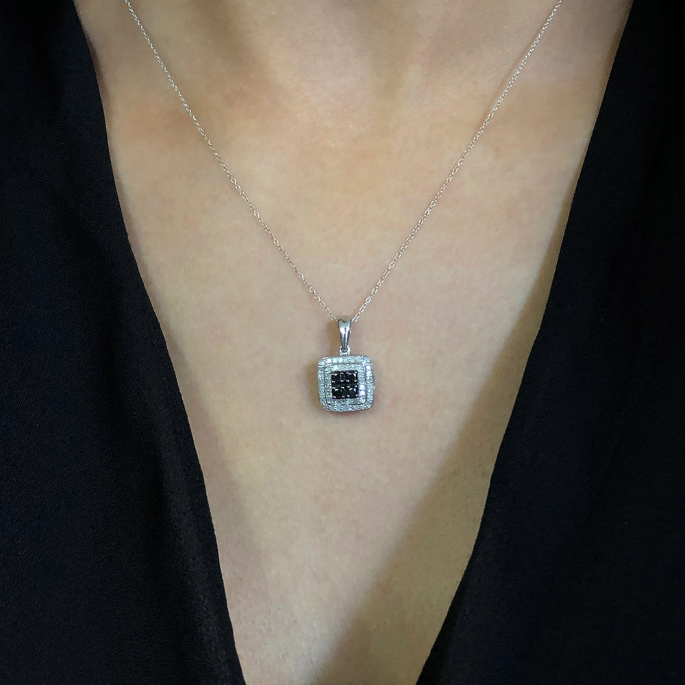 Silver 1/3 Carat Black Diamond Pendant