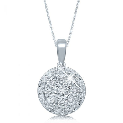 Silver 1/2 Carat Pendant with 32 Brilliant Diamonds