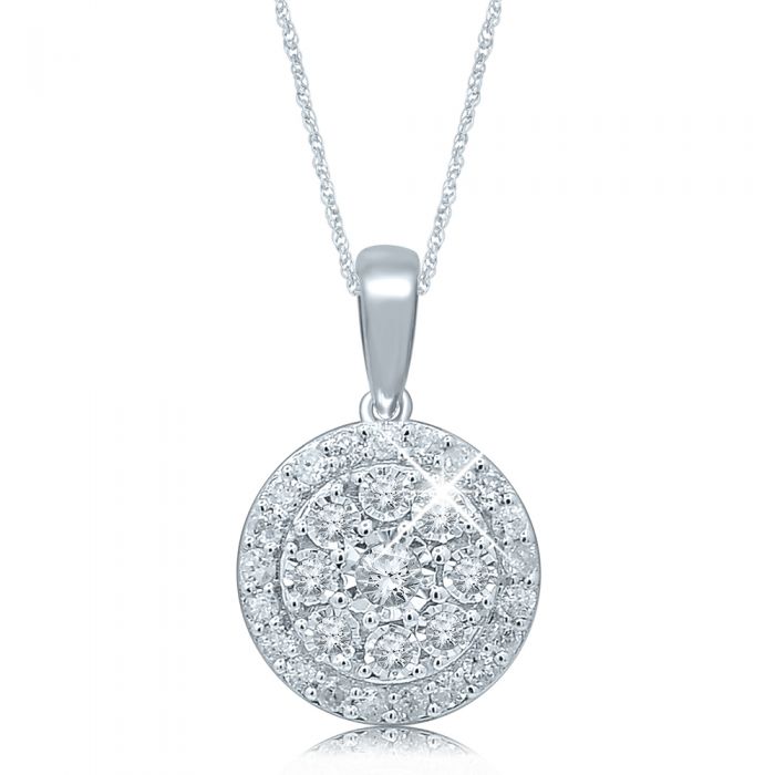 Silver 1/2 Carat Pendant with 32 Brilliant Diamonds