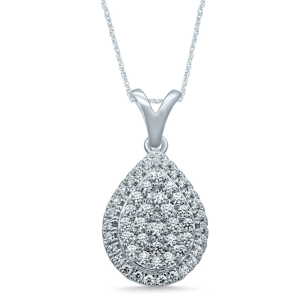 Silver 1/2 Carat Pendant with 52 Brilliant Diamonds on 45cm Chain