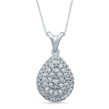 Load image into Gallery viewer, Silver 1/2 Carat Pendant with 52 Brilliant Diamonds on 45cm Chain