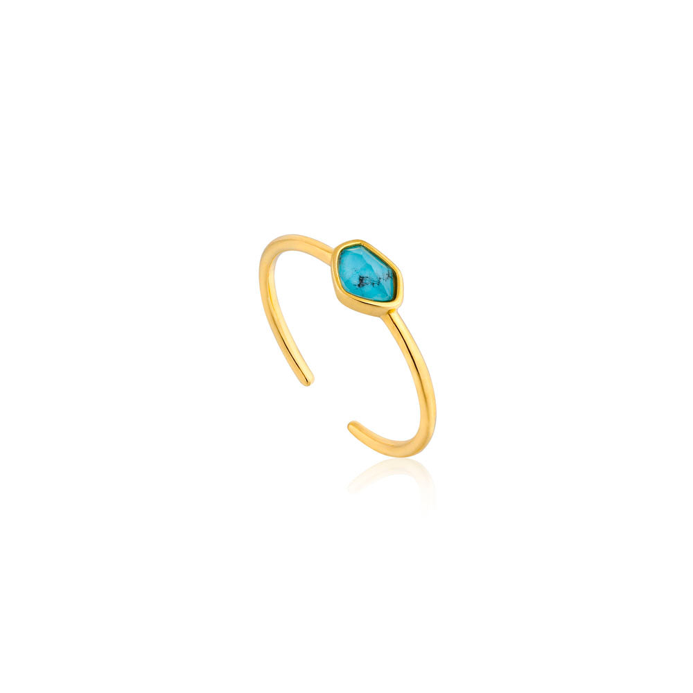 Ania Haie Gold Plated Sterling Silver Mineral Turquoise Adjustable Ring