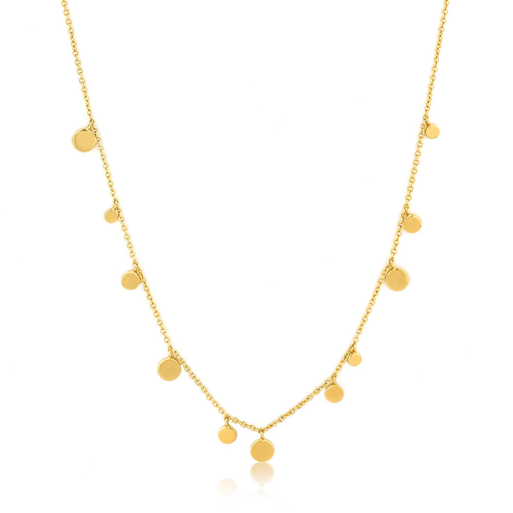 Ania Haie Gold Plated Sterling Silver Geometry Class Mixed Disk Necklace