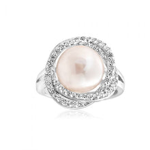 Load image into Gallery viewer, Sterling Silver Cubic Zirconia Freshwater Pearl Ring