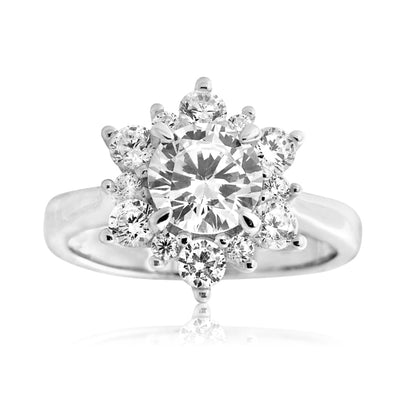 Sterling Silver Flower Shaped Cubic Zirconia Ring