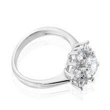 Load image into Gallery viewer, Sterling Silver Flower Shaped Cubic Zirconia Ring