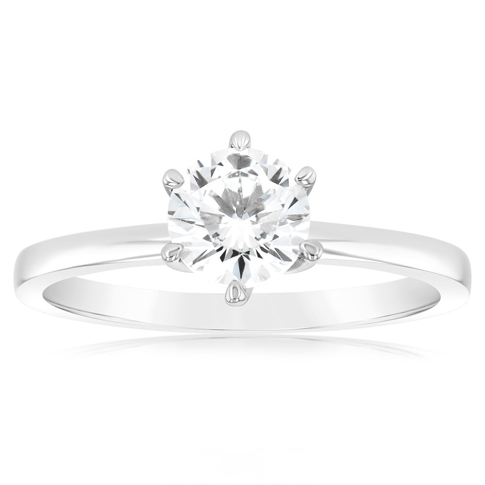 Sterling Silver 6 Claw 6mm Zirconia Solitaire Ring