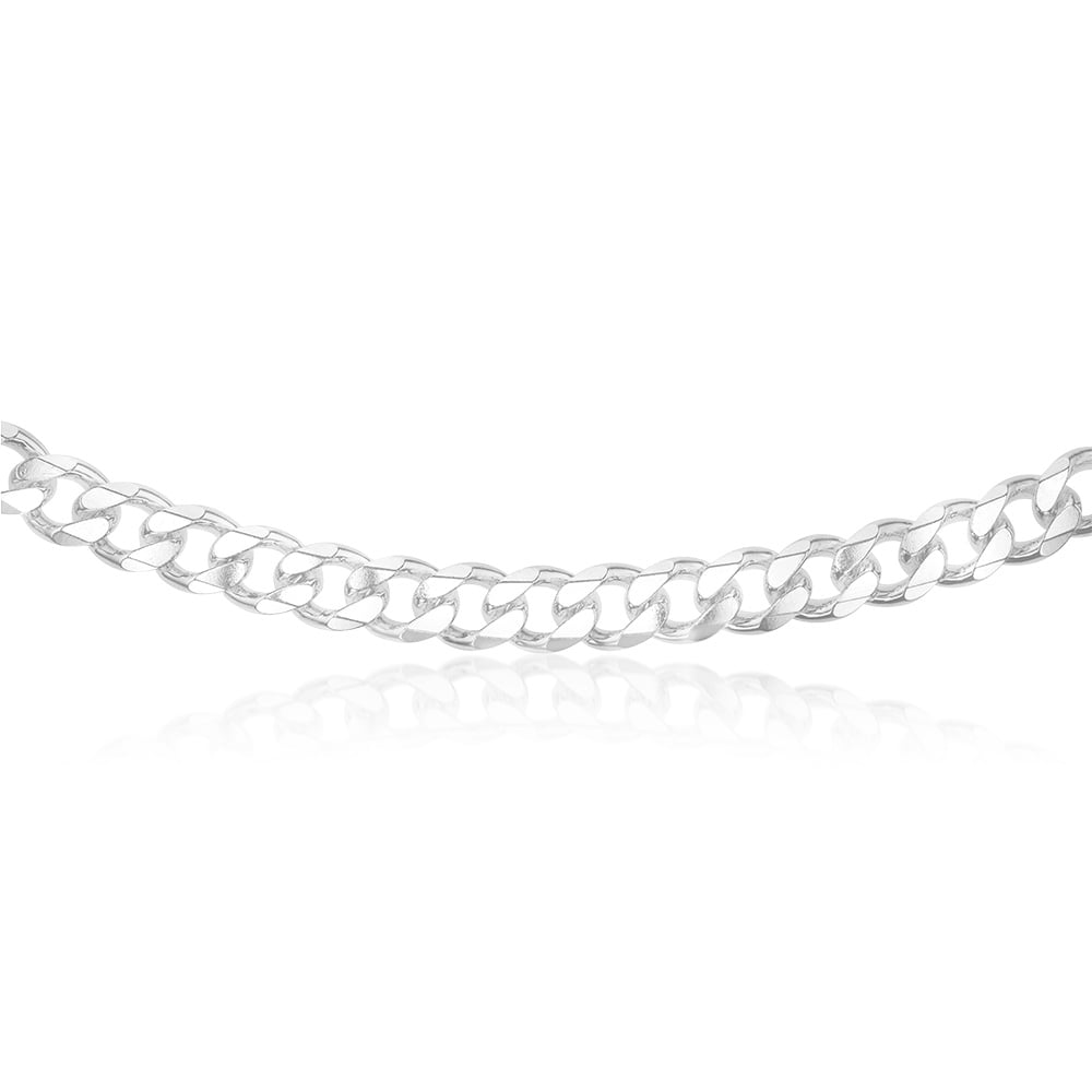 Sterling Silver Curb Bevelled Diamond Cut Heavy 350 Gauge 60cm Chain