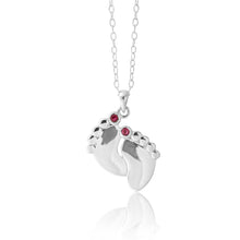 Load image into Gallery viewer, Sterling Silver Ruby Babyfeet Pendant with chain