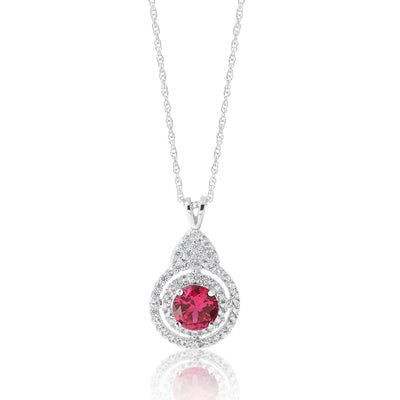 Silver Natural Enhanced Ruby Pendant with chain